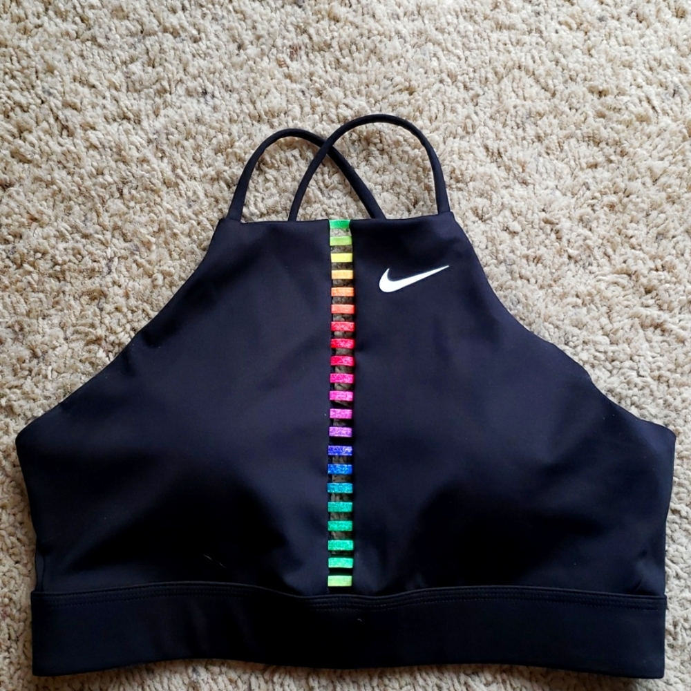 Nike rainbow and black Sports Bra Medium